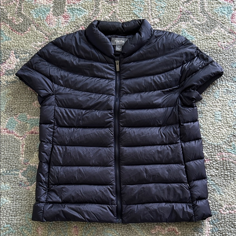 Martha Stewart Navy Short-Sleeve Puffer Jacket